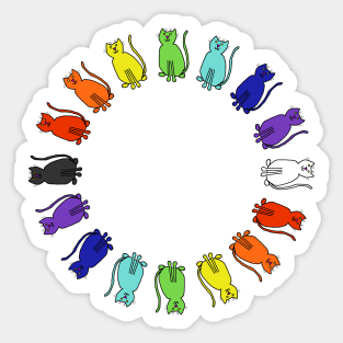 Cute Rainbow Cats Circle Sticker